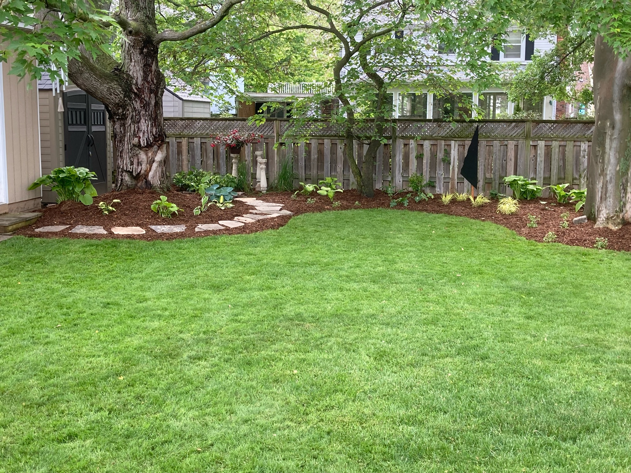 Natural backyard with Flag